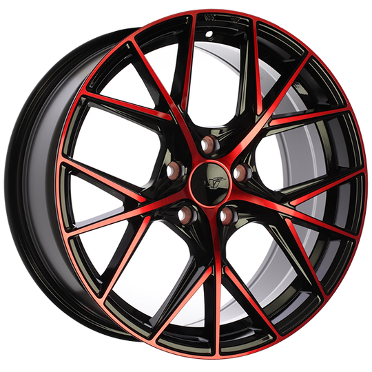 DW1241604 - DAI Wheels A-Spec 16X7.0 5x100 39mm Gloss Black - Machined Face - Red Face - DAI Wheels Wheels Canada