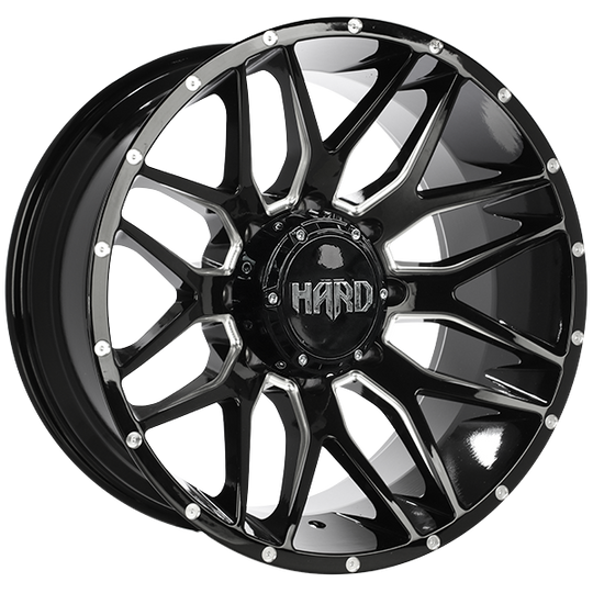 RUF642004 - Ruffino Mudder 20X10 5X127 / 5X139.7 -19mm Gloss Black - Milled Edge - Ruffino Wheels Canada