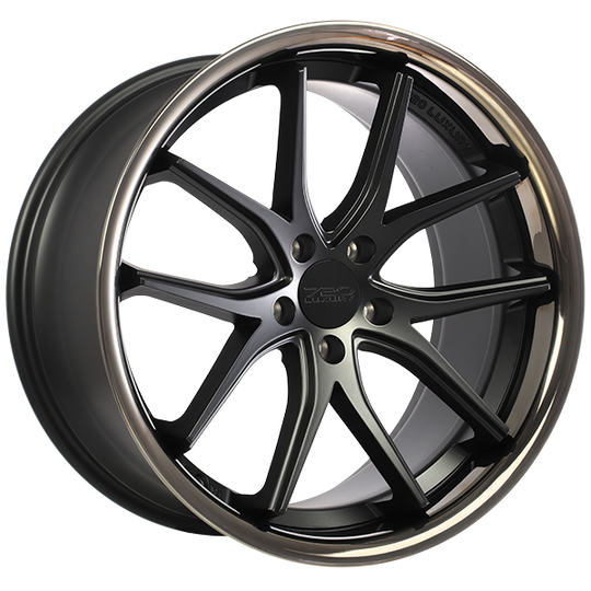 LX22003 - 720 Luxury Vanquish 20X9 5X112 25mm Satin Black - Black Stainless Lip - 720 Luxury Wheels Canada