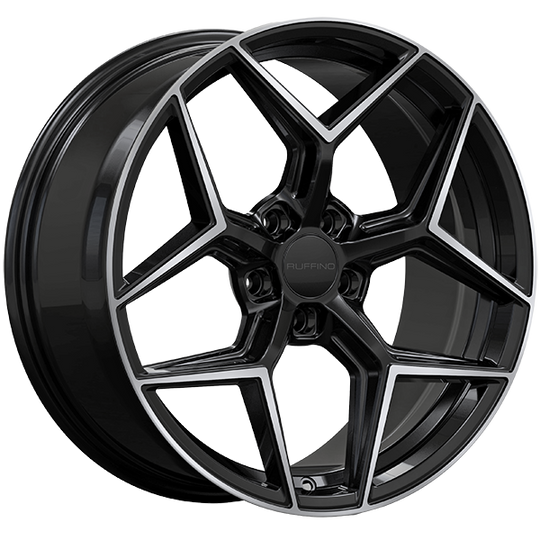 RUF731901 - Ruffino Hans 19X8.5 5X114.3 35mm Gloss Black - Machined Face - Ruffino Wheels Canada