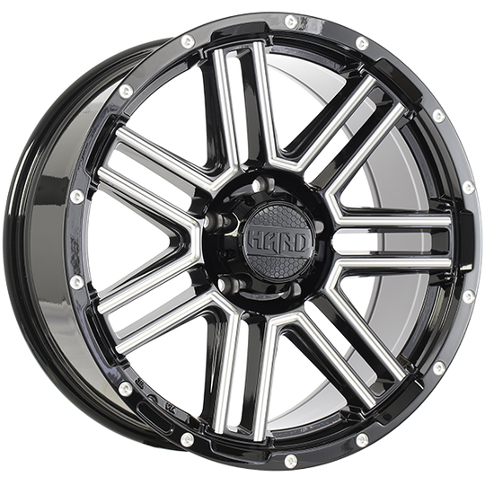 RUF772001-Ruffino Hard Mystic 20X9 5x139.7 +15 Gloss Black w Milled Edges-Ruffino Hard Wheels Canada