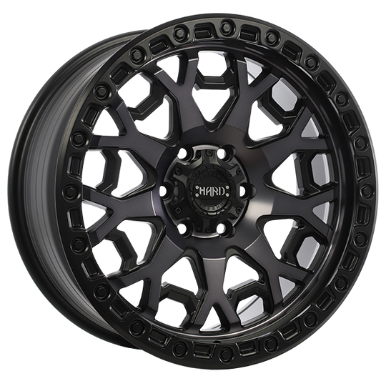 RUF782001-Ruffino Hard Midnight 20X9 5x139.7 +0 Satin Black -Machined Face- Smoked Clear-Ruffino Hard Wheels Canada