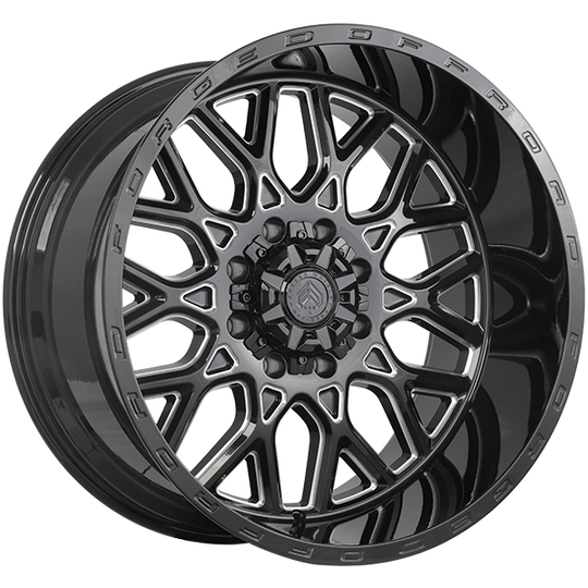 XR92204-Forged Wheels XR109 22X12 8x180 -44 Gloss Black - Milled Edges-Forged Wheels Canada