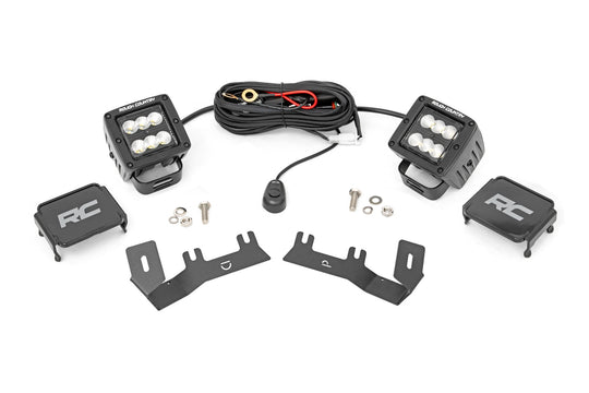 71053 LED Ditch Light Kit - 2in Black Pair - Flood - Chevy/GMC 1500 (14-18) Rough Country Canada