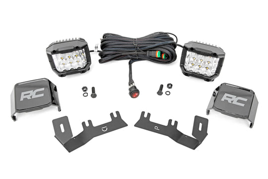 71056 LED Ditch Light Kit - 3in OSRAM Pair - Wide - Chevy/GMC 1500 (14-18) Rough Country Canada