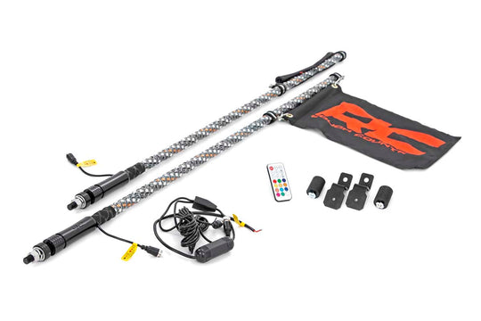 93053 Whip Mount - Bed - 4' Multl-Color LED Whip Pair - Polaris General (17-22)/Ranger (14-21) Rough Country Canada