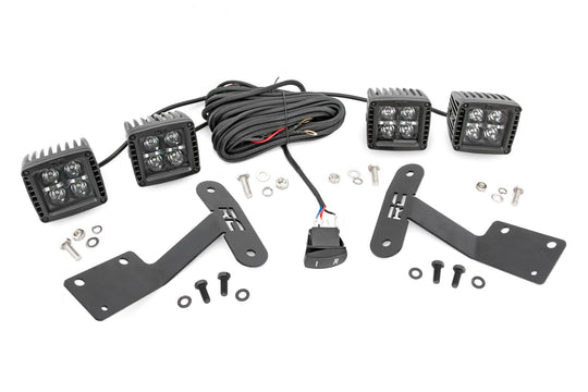 70837 LED Light - Ditch Mount - Dual 2" Black Pairs - White DRL - Toyota Tundra (14-21) Rough Country Canada