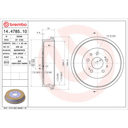 14.4785.10 Brembo Essential Brake Drum Brembo Brake Canada