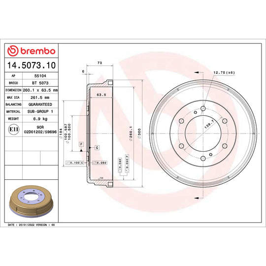 14.5073.10 Brembo Essential Brake Drum Brembo Brake Canada