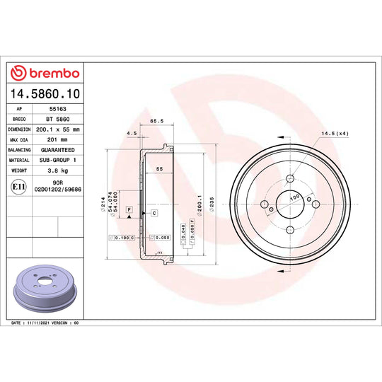 14.5860.10 Brembo Essential Brake Drum Brembo Brake Canada