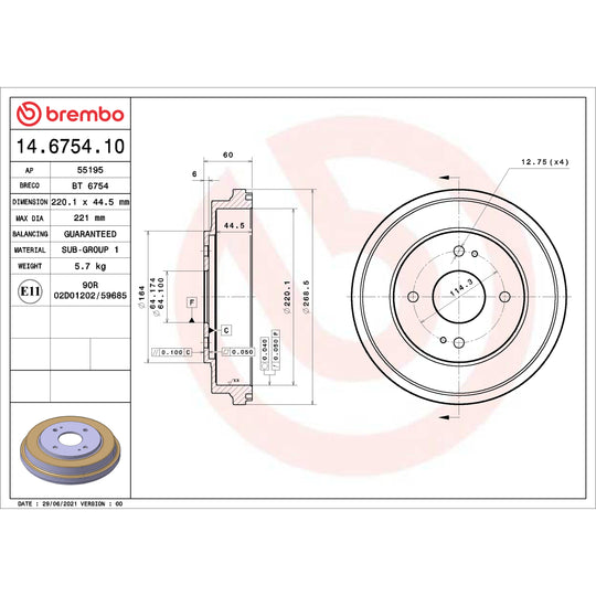 14.6754.10 Brembo Essential Brake Drum Brembo Brake Canada