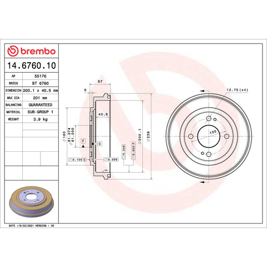 14.6760.10 Brembo Essential Brake Drum Brembo Brake Canada