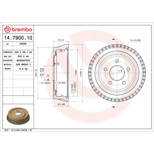 14.7900.10 Brembo Essential Brake Drum Brembo Brake Canada