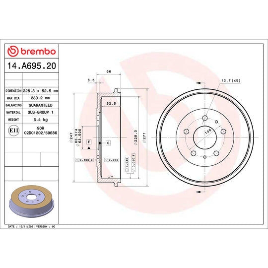 14.A695.20 Brembo Essential Brake Drum Brembo Brake Canada