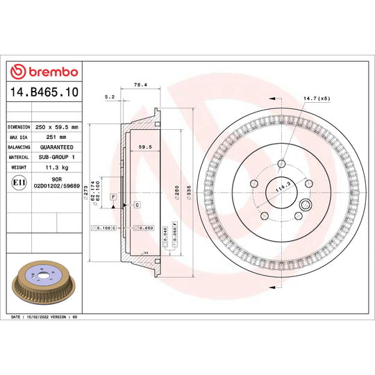 14.B465.10 Brembo Essential Brake Drum Brembo Brake Canada