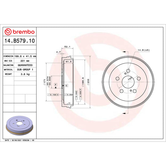 14.B579.10 Brembo Essential Brake Drum Brembo Brake Canada