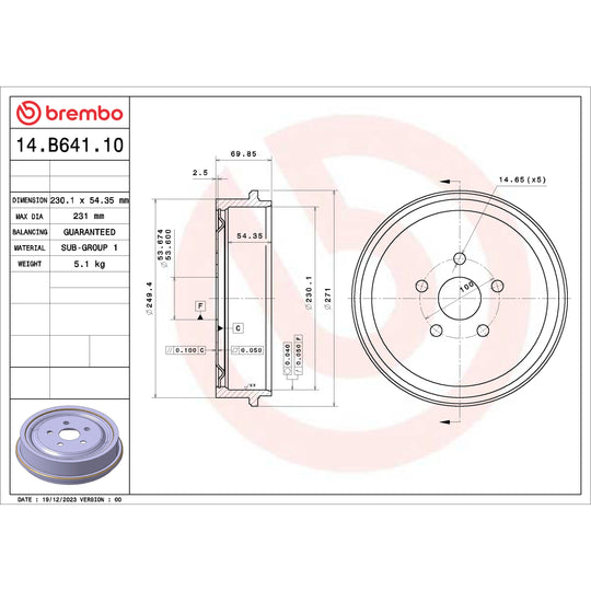 14.B641.10 Brembo Essential Brake Drum Brembo Brake Canada