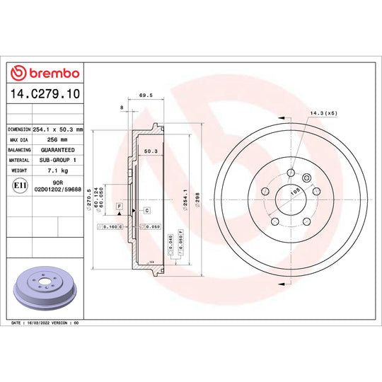 14.C279.10 Brembo Essential Brake Drum Brembo Brake Canada