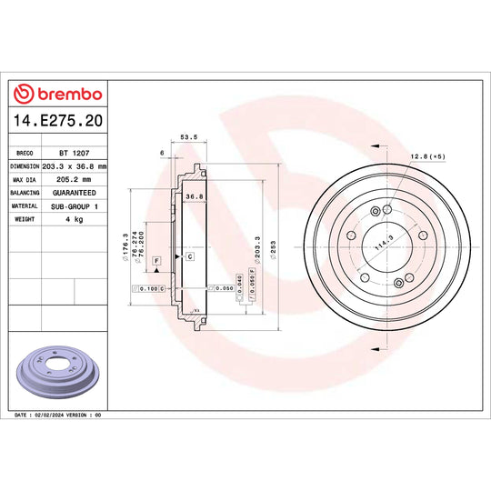 14.E275.20 Brembo Essential Brake Drum Brembo Brake Canada
