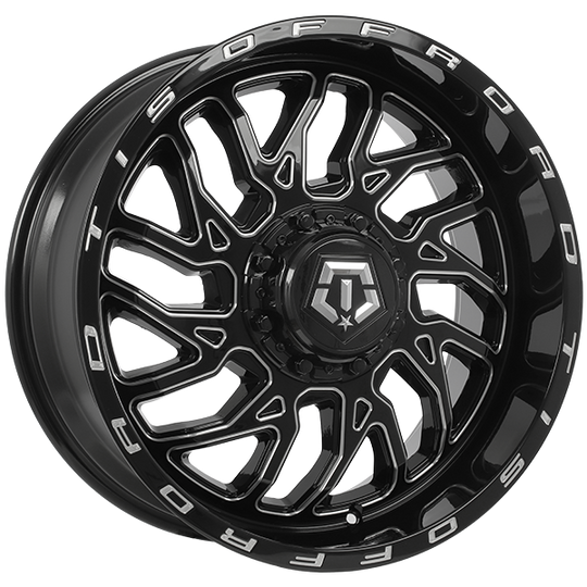 544BM-228292FS - TIS Wheels 544 22X8.2 8X210 ET 127mm Gloss Black - Milled Edge - TIS Wheels Wheels Canada