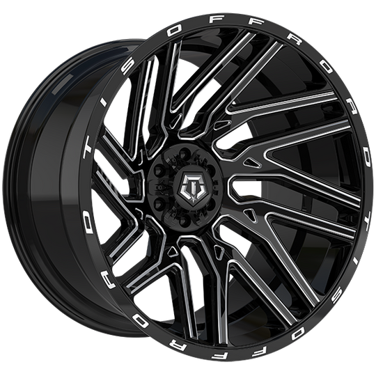 554BM2226844S - TIS Wheels 554 22X12 6X135 / 6X139.7 ET -44mm Gloss Black & Milled Edge - TIS Wheels Wheels Canada