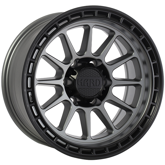 RUF811702 - Ruffino Hard Mojave 17X8.5 6x139.7 -6mm Satin Grey - Black Lip - Ruffino Hard Wheels Canada