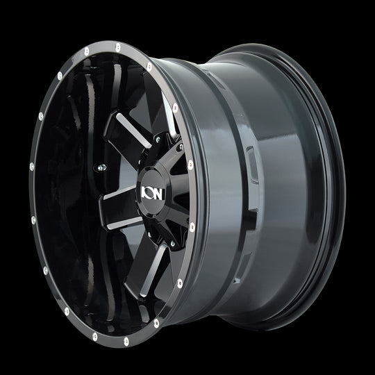 141-2137M - ION Alloy 141 20X10 6X139.7 / 6X135 -19mm Gloss Black Milled - ION Alloy Wheels Canada