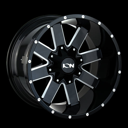 141-7952B18 - ION Alloy 141 17X9 5X127 / 5X139.7 18mm Satin Black - ION Alloy Wheels Canada