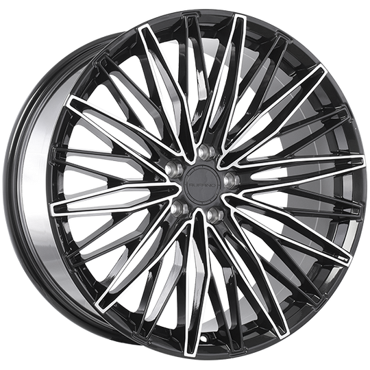 RUF852002 - Ruffino Hard Stellare 20X9 5X112 35mm Gloss Black - Machined Face - Ruffino Hard Wheels Canada