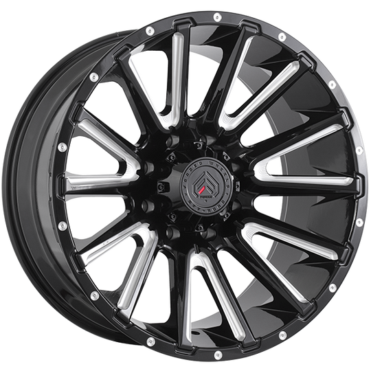 XR102204 - Forged Wheels XR110 22X10 6X139.7 ET -25mm Gloss Black & Milled Edge - Forged Wheels Wheels Canada