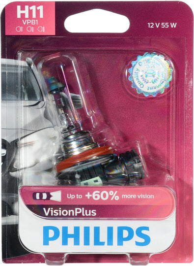 H11VPB1 Philips VisionPlus Headlight H11 - VisionPlus - Single Blister Pack Philips Bulbs