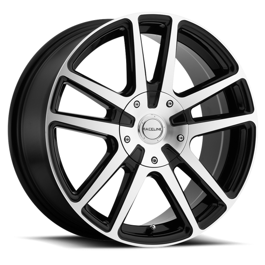 145M-57086+40 - Raceline 145M ENCORE 15X7 5X115 / 5X110 40mm Satin Black Machined Face - Raceline Wheels Canada