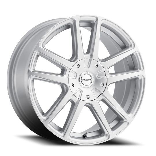 145S-77592+40 - Raceline Encore 145S 17X7.5 5X108 / 5X114.3 40mm Hyper Silver - Raceline Wheels Canada