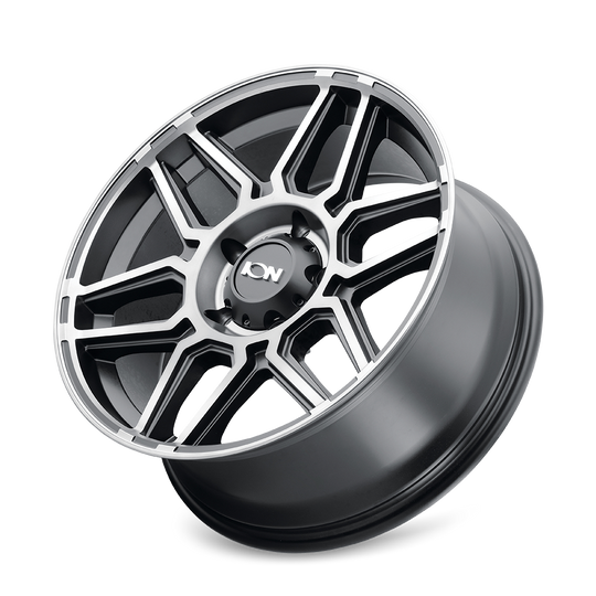 146-7936TM - ION Alloy 146 17X9 6X135 0mm Matte Black Machined With Dark - ION Alloy Wheels Canada