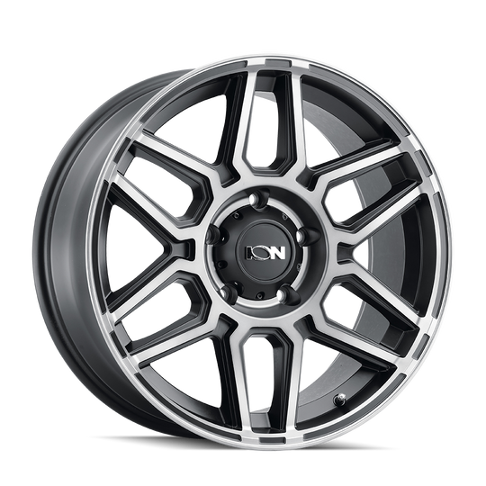 146-2181TM19 - ION Alloy 146 20X10 8X165.1 -19mm Matte Black Machined With Dark - ION Alloy Wheels Canada