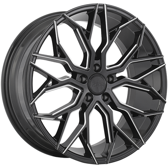LX62001 - 720 Luxury LX6 20X8.5 5X114.3 ET 35mm Gloss Black & Milled Edge - 720 Luxury Wheels Canada