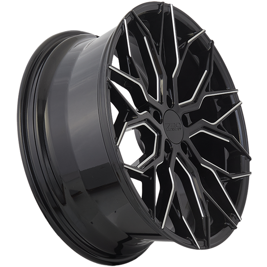 LX62001 - 720 Luxury LX6 20X8.5 5X114.3 ET 35mm Gloss Black & Milled Edge - 720 Luxury Wheels Canada
