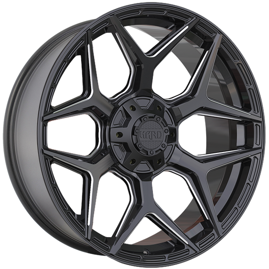 RUF842202 - Ruffino HARD Xplorer 22X9.5 6X135 / 6X139.7 ET 15mm Gloss Black & Milled Edge - Ruffino HARD Wheels Canada