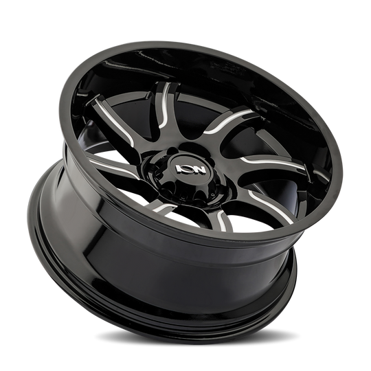 151-2983M18 - ION Alloy 151 20X9 6X139.7 18mm Gloss Black Milled - ION Alloy Wheels Canada