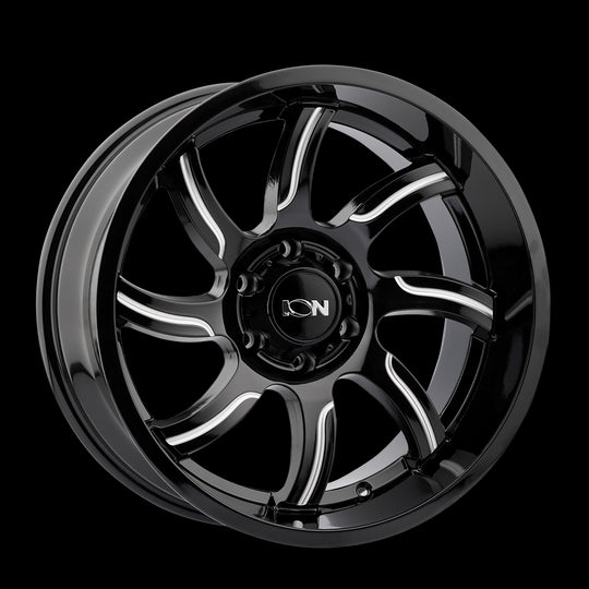 151-2970M18 - ION Alloy 151 20X9 8X170 18mm Gloss Black Milled - ION Alloy Wheels Canada