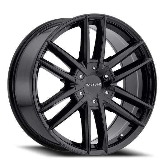 158B-28566+35 - Raceline Impulse 158B 20X8.5 6X139.7 / 6X135 35mm Gloss Black - Raceline Wheels Canada
