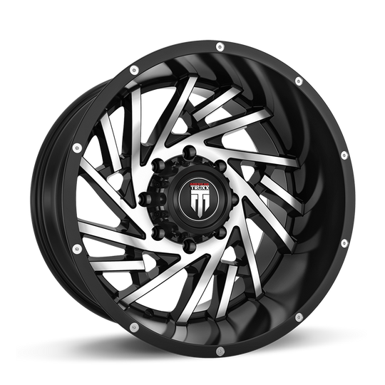 AT161-2281BM-44 - American Truxx Web 20X12 8X165.1 /  ET -44mm Black and Machined - American Truxx Wheels Canada