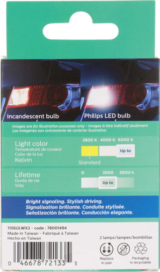 1156WLED Philips Ultinon LED 1156WLED - Ultinon LED - White Philips Bulbs
