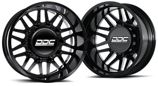 165-22-01BM-AS - DDC Aftermath Black Milled 22X8.25 8X165 SS Fronts For 94-18 Dodge Ram 3500 92-10 Silverado/Sierra 3500 87-97 Ford F-350 - DDC Wheels Canada