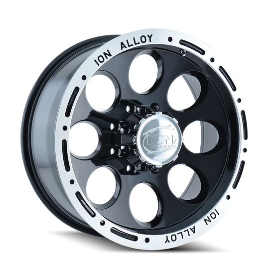 174-6881B - ION Alloy 174 16X8 8X165.1 -5mm Gloss Black Machined - ION Alloy Wheels Canada