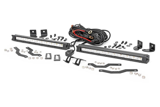 70809 LED Light - Grille Mount - 10" Chrome Slimline Pair - Ford F-150 (18-20) Rough Country Canada