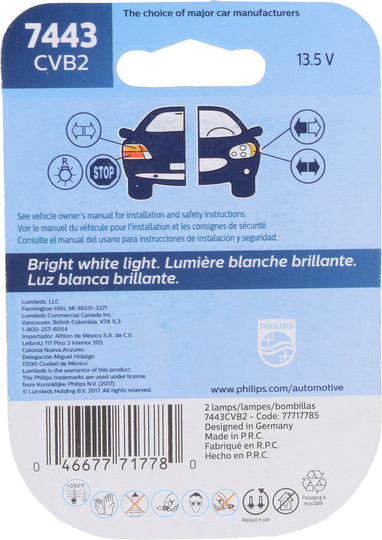 7443CVB2 Philips CrystalVision ultra miniature 7443 - CrystalVision Ultra - Twin Blister Pack Philips Bulbs