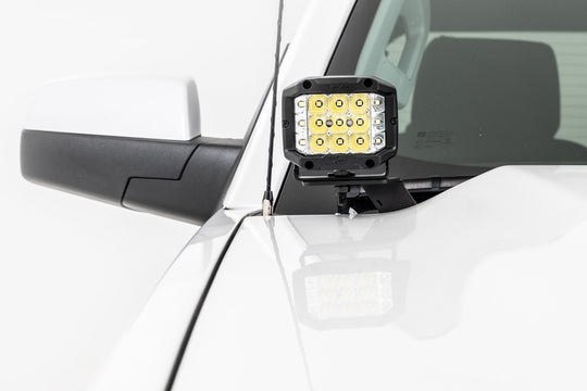 71056 LED Ditch Light Kit - 3in OSRAM Pair - Wide - Chevy/GMC 1500 (14-18) Rough Country Canada