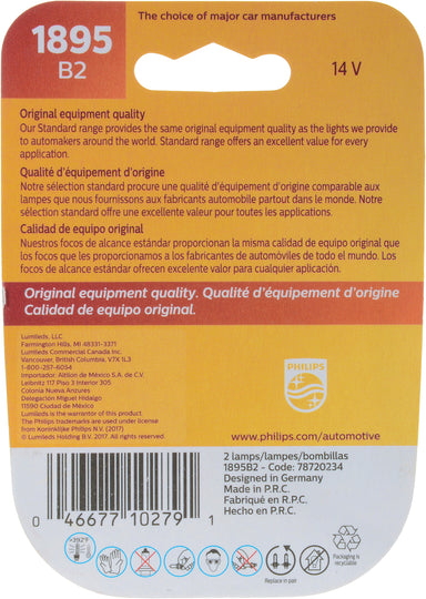1895B2 Philips Standard Miniature 1895 - Standard - Twin Blister Pack Philips Bulbs