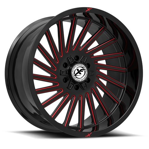 XF-239221261351397-44GBMLR - XF Off-Road XF-239 22X12 6X135 / 6X139.7 -44mm Gloss Black Milled Red - XF Off-Road Wheels Canada